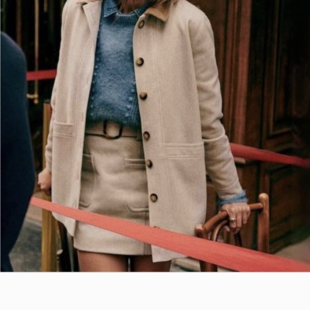 Women's Beige Button-Up Coat